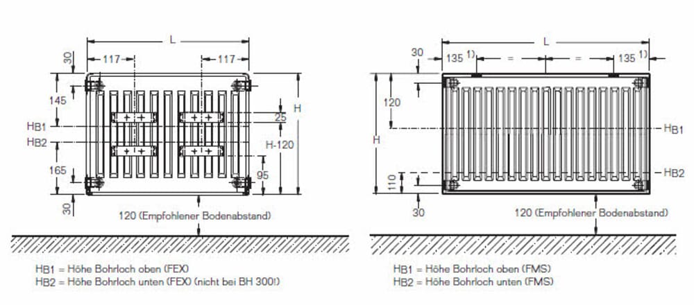 Buderus C-Profil Kompaktheizkörper Typ 11, 21, 22 & 33 Höhe: 300 – 900 mm  Länge 400-3000 mm