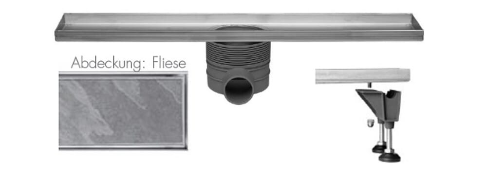 Easy Drain Fliesenrinne / Duschrinne Fliesenmulde Abdeckung Fliese von 500 bis 1200 mm