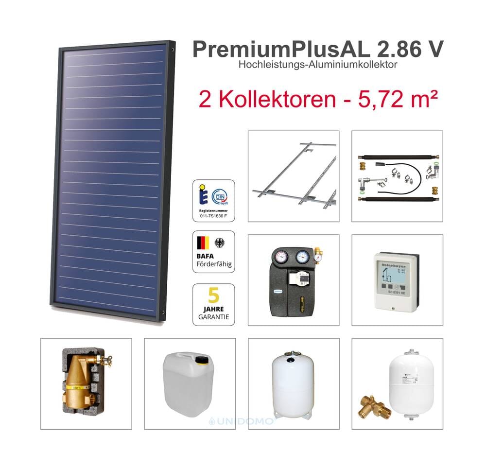 Solarbayer Solaranlage Plus AL Kollektorpaket 2 Ziegel Fläche 5,72 m²
